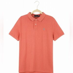 Polo by Ralph Lauren Men's Iconic Coral  Polo Shirt W Light Blue Logo Size XL
